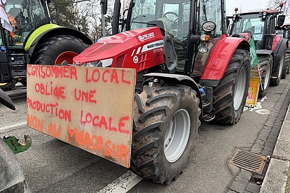Traktor auf einer Demo gegen das Mercosurabkommen
